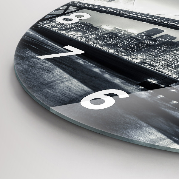 Round glass wall clock San Francisco Bridge at Night