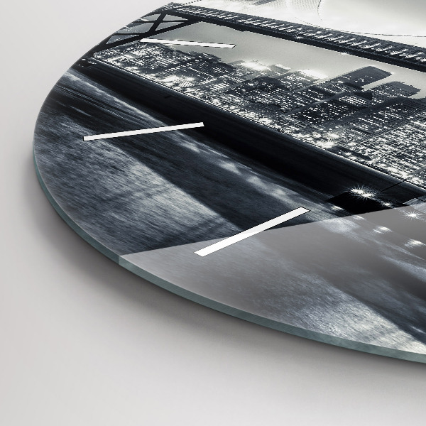 Round glass wall clock San Francisco Bridge at Night