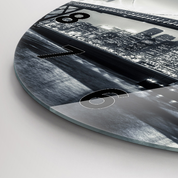 Round glass wall clock San Francisco Bridge at Night