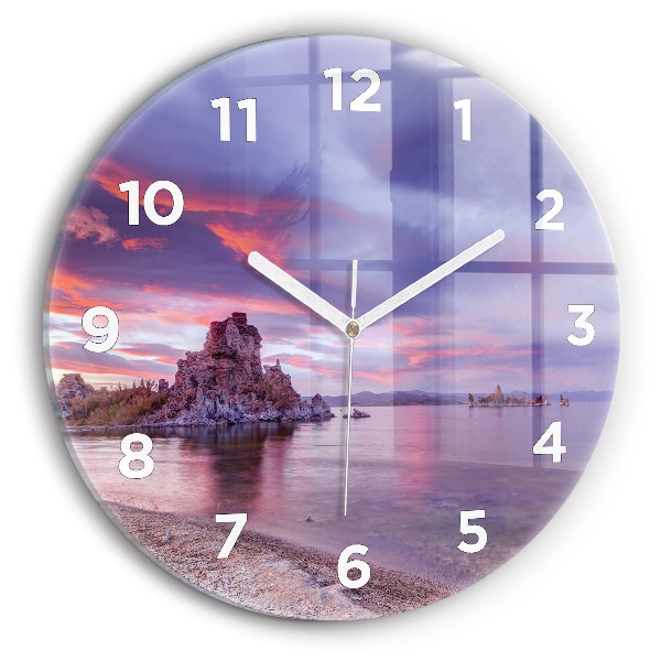 Round glass wall clock California Sunrise
