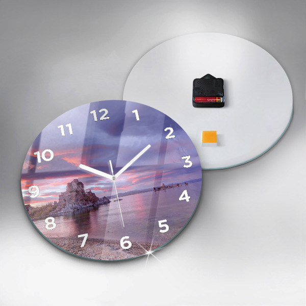 Round glass wall clock California Sunrise