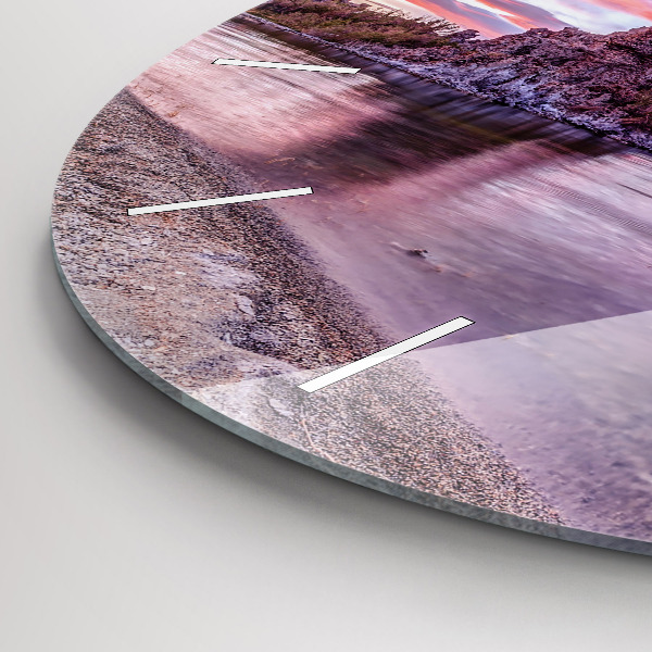 Round glass wall clock California Sunrise