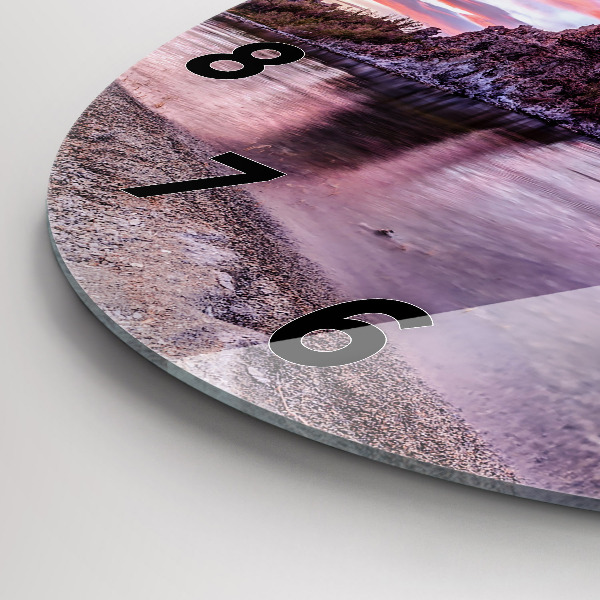 Round glass wall clock California Sunrise