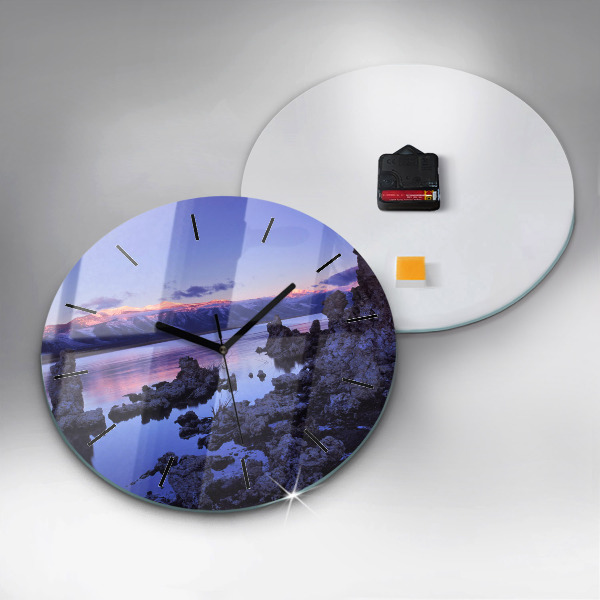 Round glass wall clock Lake California
