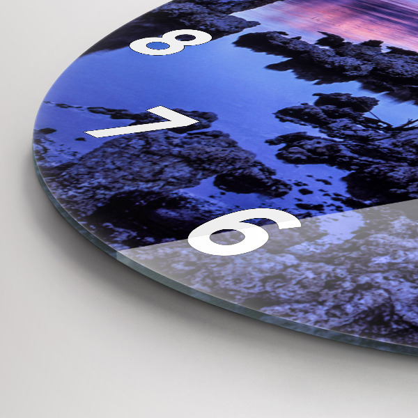 Round glass wall clock Lake California