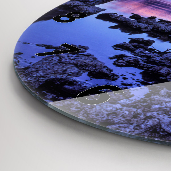 Round glass wall clock Lake California