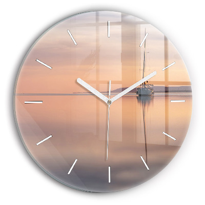Round glass wall clock Lake Balaton USA