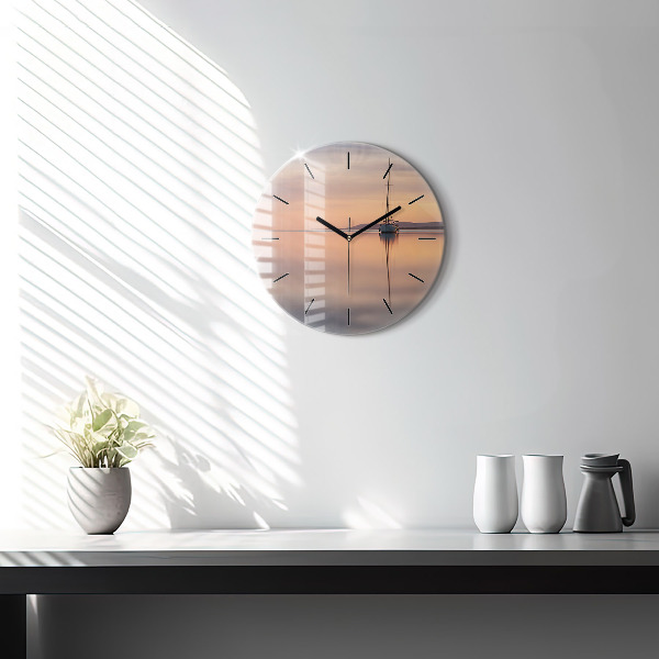 Round glass wall clock Lake Balaton USA