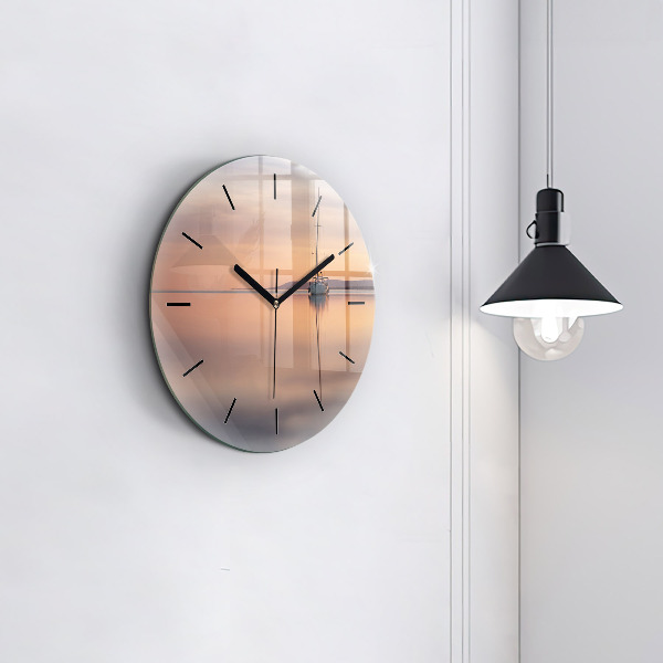 Round glass wall clock Lake Balaton USA