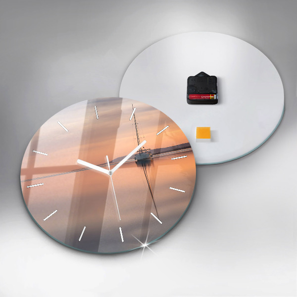Round glass wall clock Lake Balaton USA