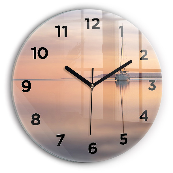 Round glass wall clock Lake Balaton USA