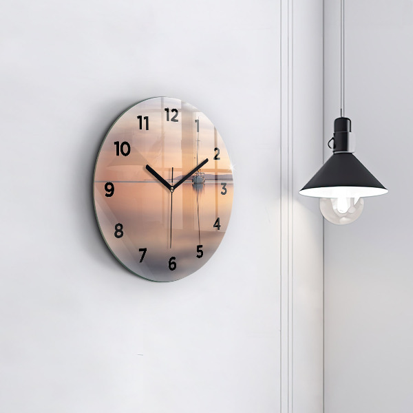 Round glass wall clock Lake Balaton USA
