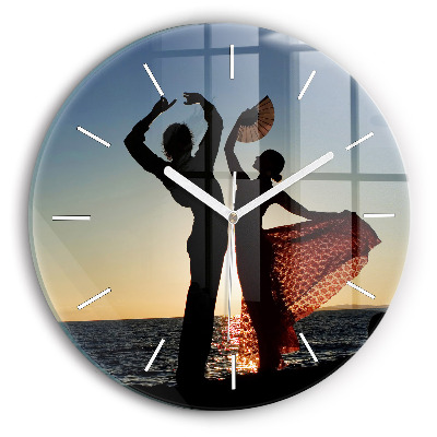 Round glass wall clock Spanish Dance at Sea