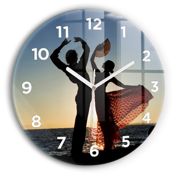 Round glass wall clock Spanish Dance at Sea