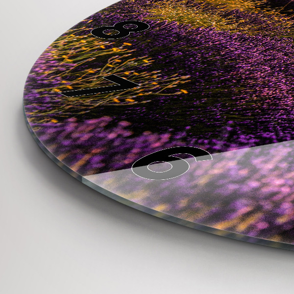Round glass wall clock Lavender meadow France