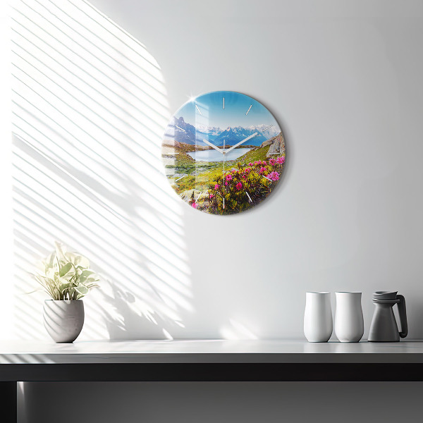 Round glass wall clock Mont Blanc Glacier Chamonix