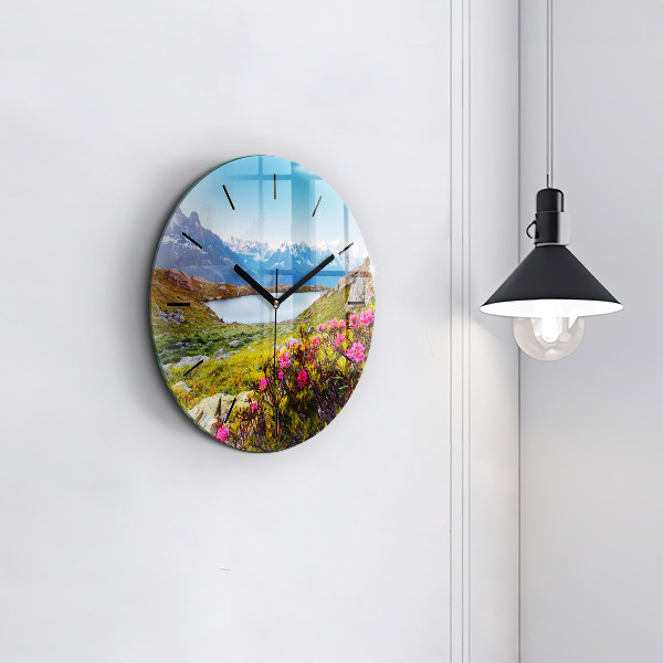 Round glass wall clock Mont Blanc Glacier Chamonix