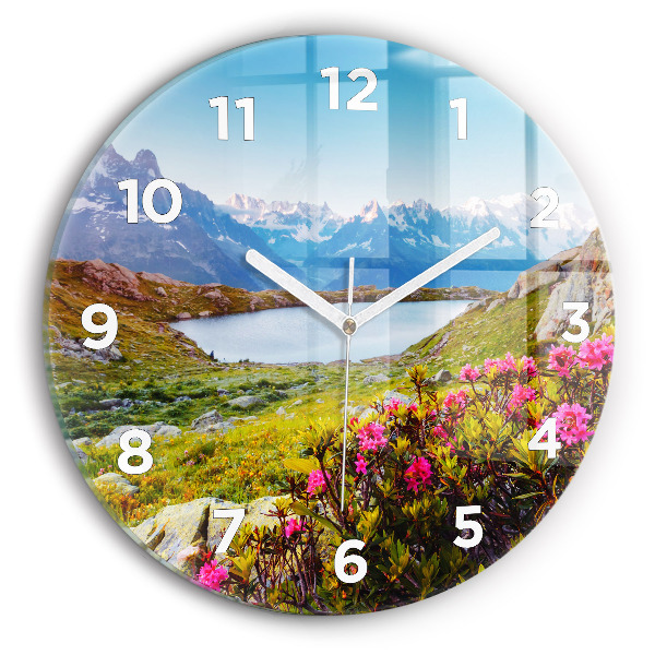 Round glass wall clock Mont Blanc Glacier Chamonix