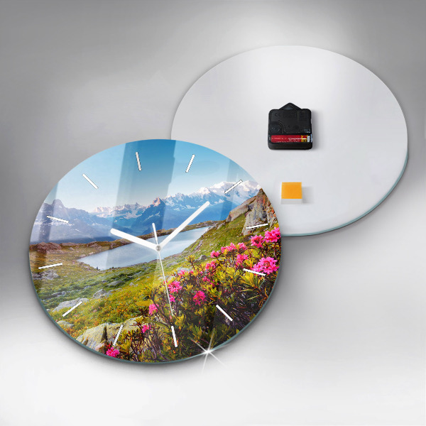 Round glass wall clock Mont Blanc Glacier Chamonix