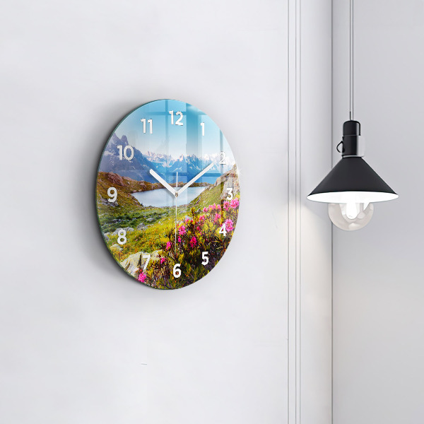 Round glass wall clock Mont Blanc Glacier Chamonix