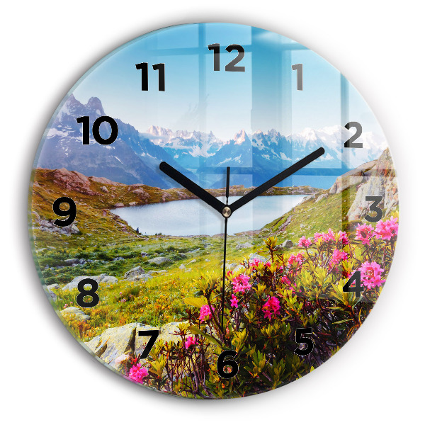 Round glass wall clock Mont Blanc Glacier Chamonix
