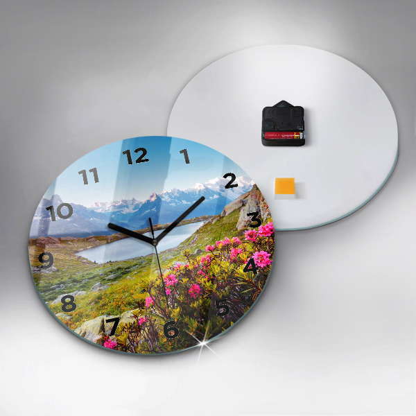 Round glass wall clock Mont Blanc Glacier Chamonix