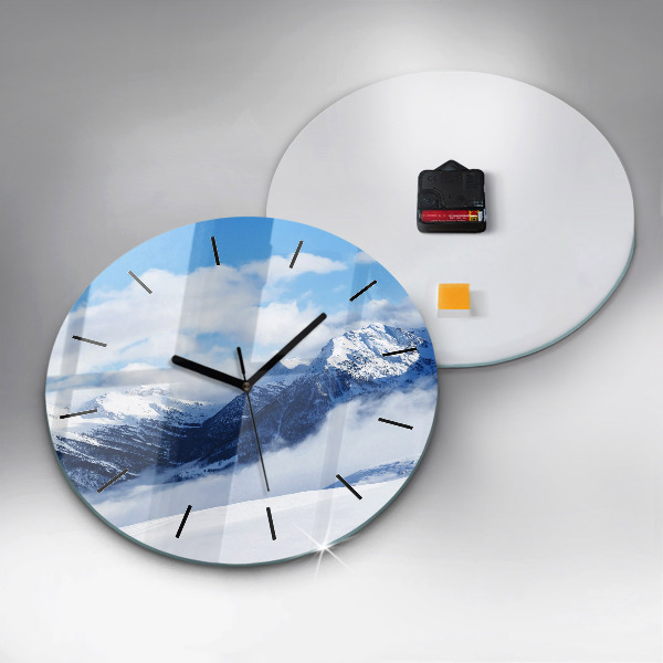 Round glass wall clock Mountain panorama