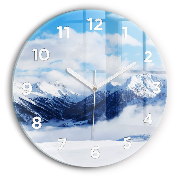 Round glass wall clock Mountain panorama