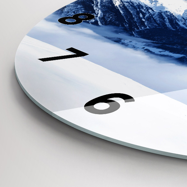 Round glass wall clock Mountain panorama