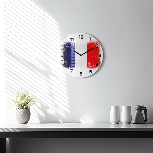 Round glass wall clock Flag of France