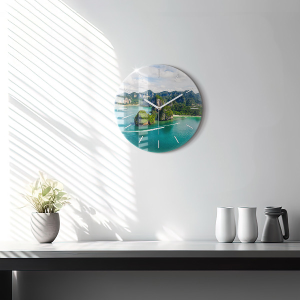 Round glass wall clock Island in Thailand