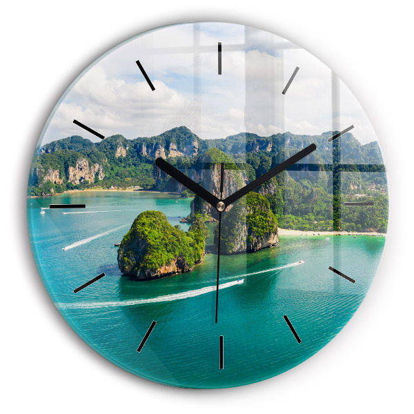 Round glass wall clock Island in Thailand