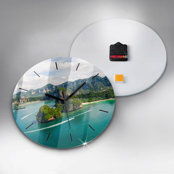 Round glass wall clock Island in Thailand
