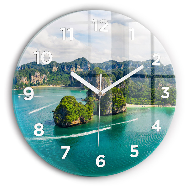 Round glass wall clock Island in Thailand