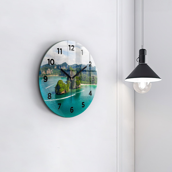 Round glass wall clock Island in Thailand