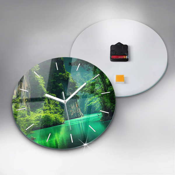 Round glass wall clock Thailand's natural landscape