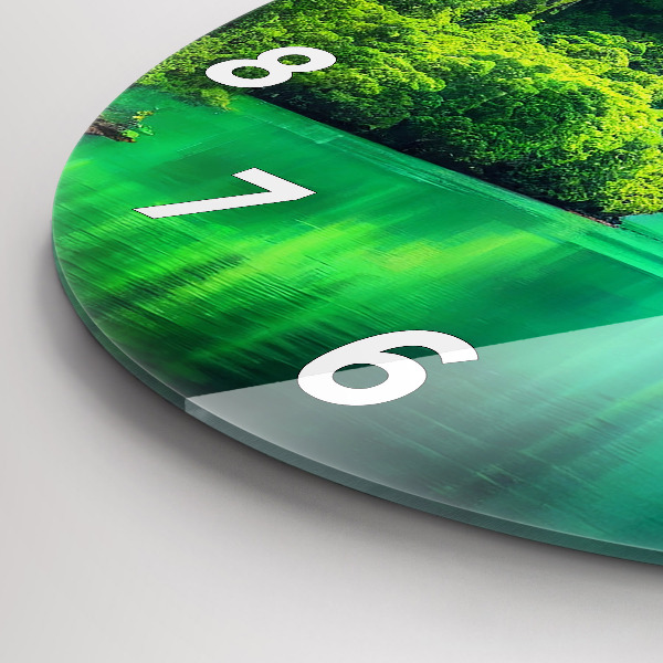 Round glass wall clock Thailand's natural landscape