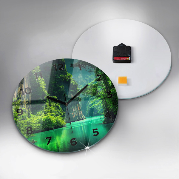 Round glass wall clock Thailand's natural landscape