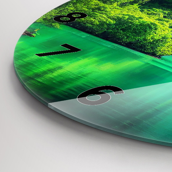 Round glass wall clock Thailand's natural landscape
