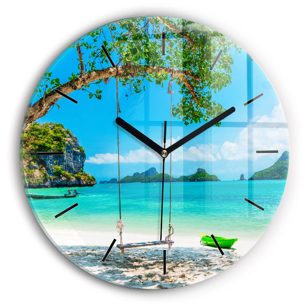 Round glass wall clock Sunny island Thailand