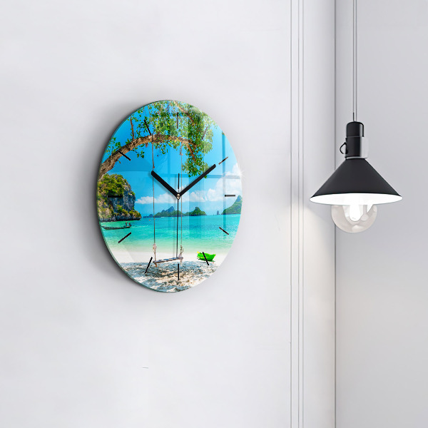 Round glass wall clock Sunny island Thailand