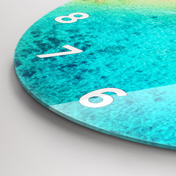 Round glass wall clock Tropical beach Koh Tao