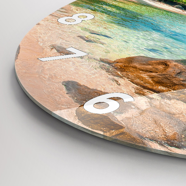 Round glass wall clock Beautiful beach in Thailand