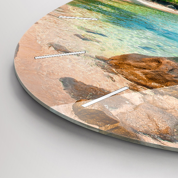 Round glass wall clock Beautiful beach in Thailand