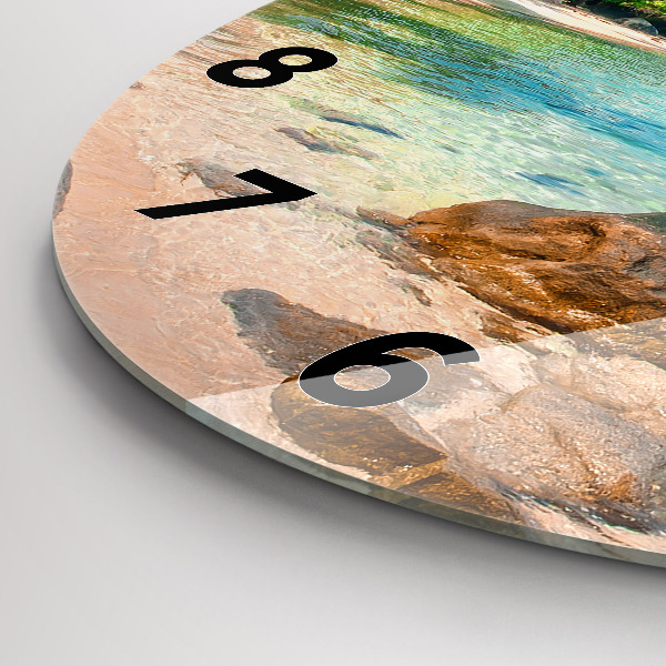 Round glass wall clock Beautiful beach in Thailand