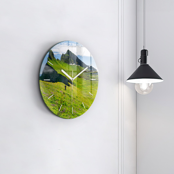 Round glass wall clock Hornstrandir Reserve Iceland