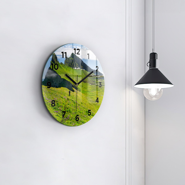 Round glass wall clock Hornstrandir Reserve Iceland