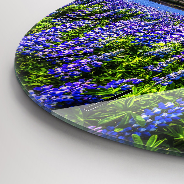 Round glass wall clock Mountain view Iceland