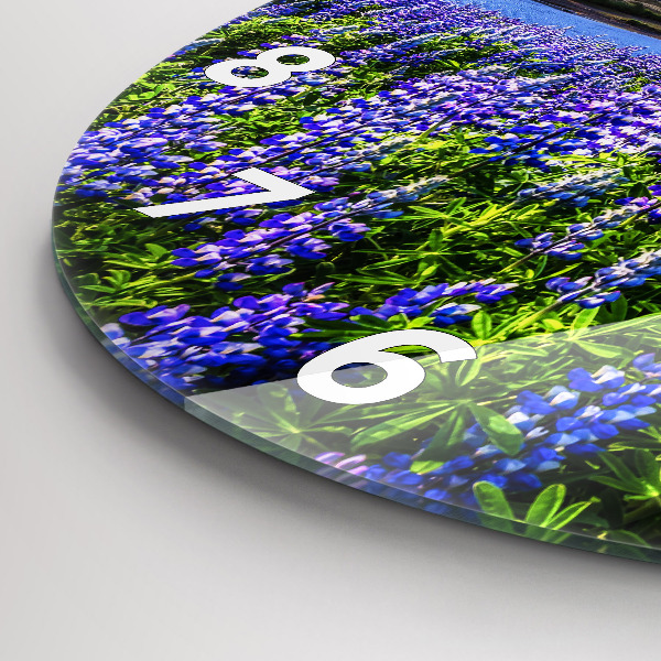 Round glass wall clock Mountain view Iceland