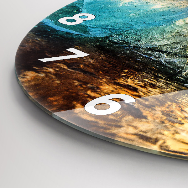 Round glass wall clock Iceberg and sunrise